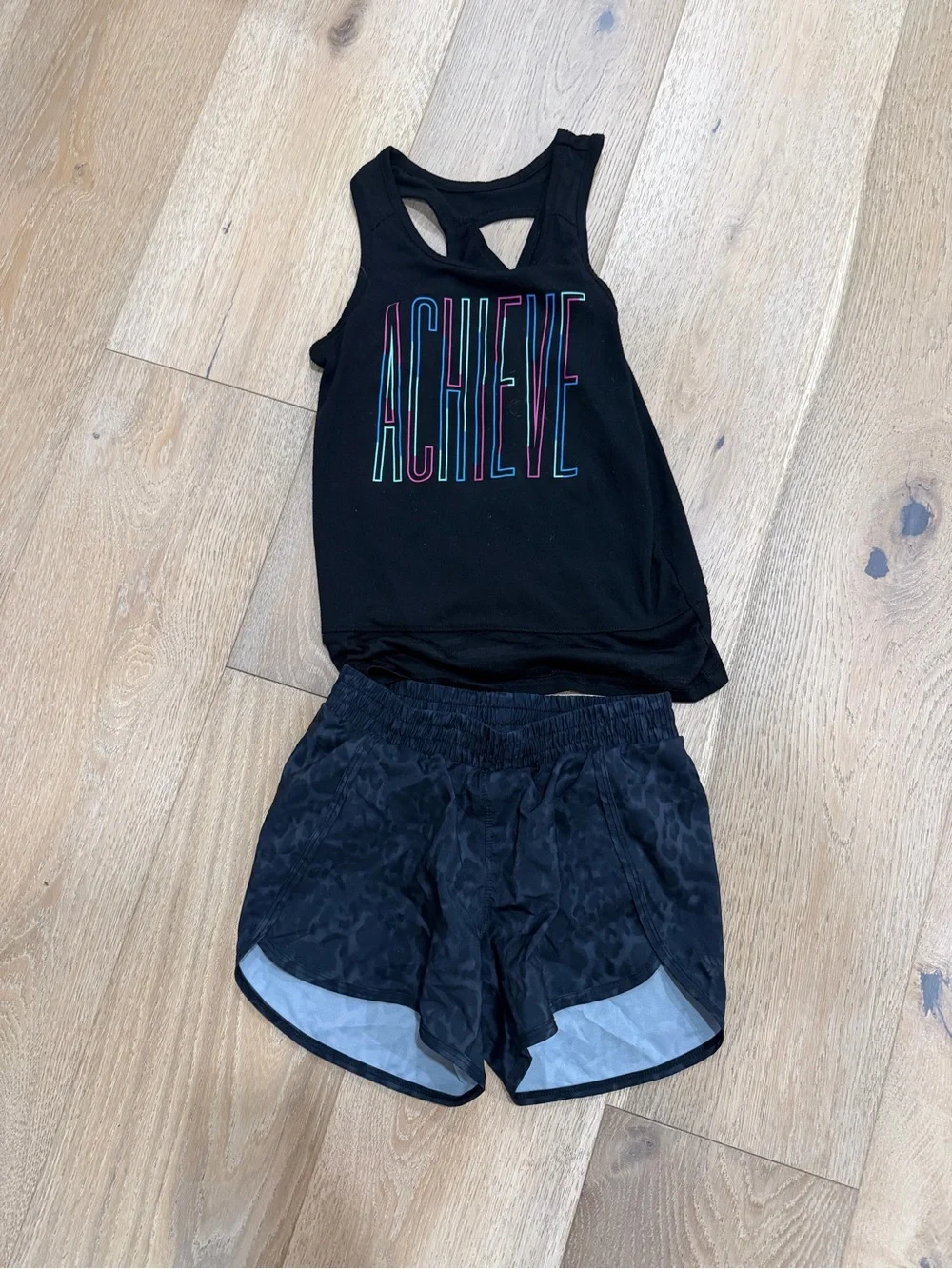 Girls Black Athletic Shorts and tank top